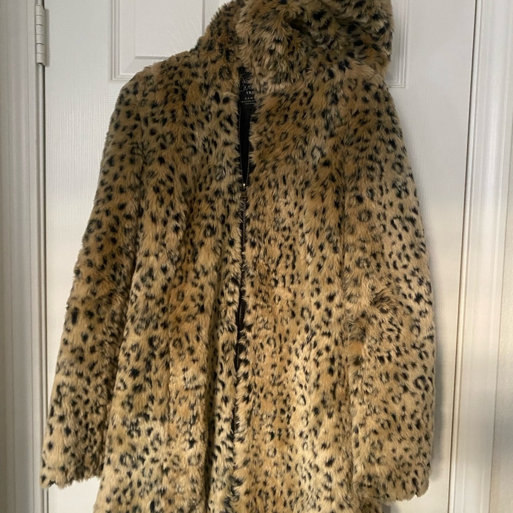 Zara Animal Print Teddy Jacket